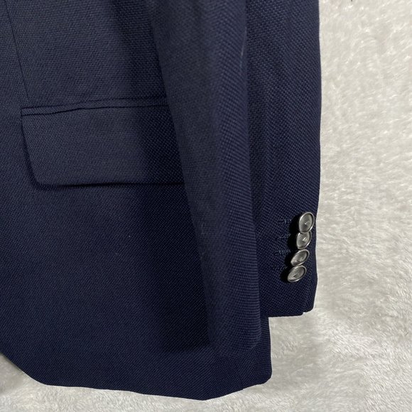 Joseph Abboud 100% Wool Reda Super 110's Sport Coat Blazer Blue 40L Textured - Picture 3 of 13